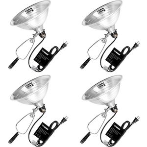 VIVOSUN 4 Pack Clamp Lamp Light with Detachable 8.5 Inch Aluminum Reflector up to 150 Watt E26 Socket (No Bulb Included), 6 Feet Cord, UL Listed