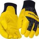 Kids Winter Gloves, 3M Thinsulate Lined Warm Insulated Toddler Work Gloves with Soft Sheepskin for Cold Weather (Large (7-9 Years Old), Black - Elastic Sleeve)