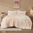 WRENSONGE Queen Comforter Set - 3 Pieces Prewashed Blush Pink Soft Lightweight Bedding for All Seasons, Fluffy Down Alternative Pink Comforters Queen Size with 2 Pillow Shams