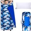 Wildkin Kids Original Nap Mat Cozy Kids Sleep Mat with Pillow, Ideal for School & Travel - Sharks (XXL)