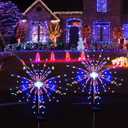 Solar Garden Lights for Outdoor Decor, Waterproof 2 Pack Solar Powered Firework Stake 120 LED Sparklers String Lights for Yard Pathway 4th of July Decorations(Colorful)