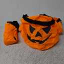 Shappy 2 Pcs 12 x 10 Inches Light LED Halloween Trick or Treat Bucket Candy Pumpkin Large Bags Collapsible Ghost Multipurpose Reusable Halloween Basket Birthday Party Goodie(Orange,Classic Style)