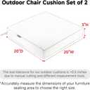 Favoyard Patio Chair Cushions 20 x 20 x 3 Inch Waterproof Outdoor Seat Cushions for Patio Furniture 3-Year Color Fastness Garden Sofa Couch Pads with Handle & Adjustable Straps Set of 2, Blue