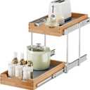 OCG 2 Tier Pull Out Drawers For Cabinets, Double Tier Slide out Wood Cabinet Organizer, Pull Out Shelves for Base Cabinet Organization in Kitchen, Pantry, Bathroom