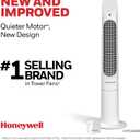 Honeywell 40" Quiet Set Oscillating Tower Fan, 30ft Air Circulation Power, 5 Speed, Remote, LED Display, White, HYF265W, Large