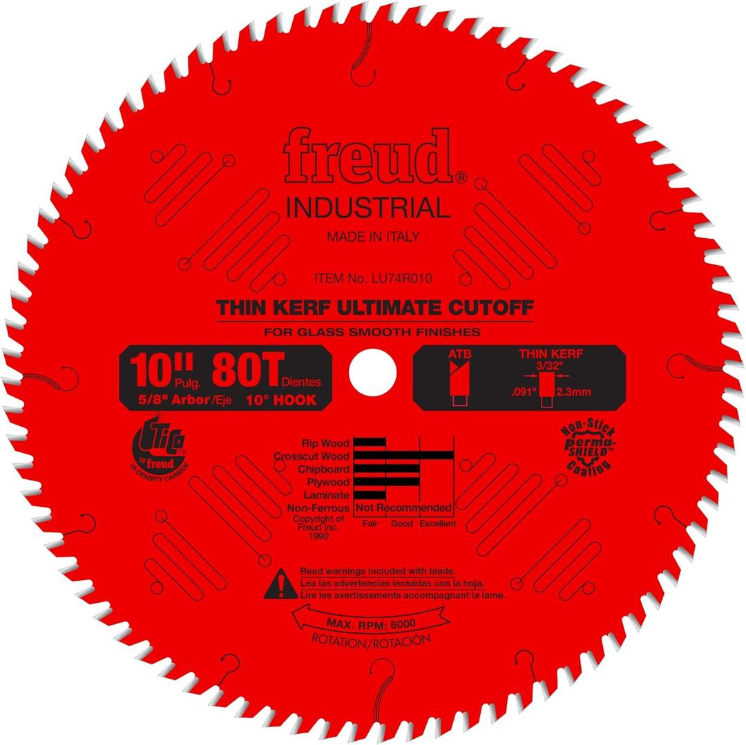 Freud LU74R010: 10" Thin Kerf Ultimate High Production Cut-Off Saw Blade