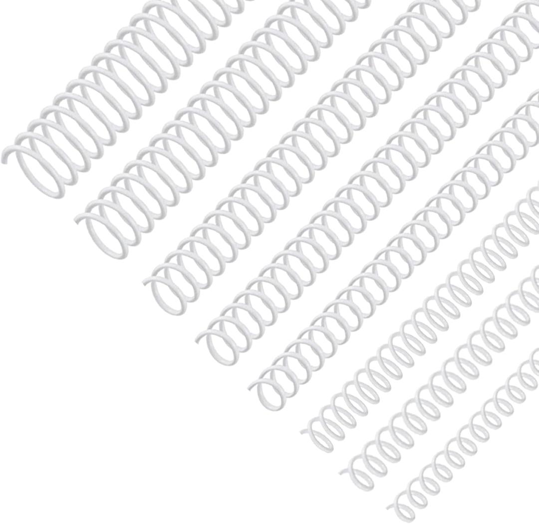 120 Pack Plastic Spiral Binding Coils Binder Binding Spirals Rings Multi Size Spiral Binding Wire Combs Spines Coils, 4:1 Pitch (White, 1/4 5/16 3/8 1/2 9/16 5/8 3/4 7/8 Inch)