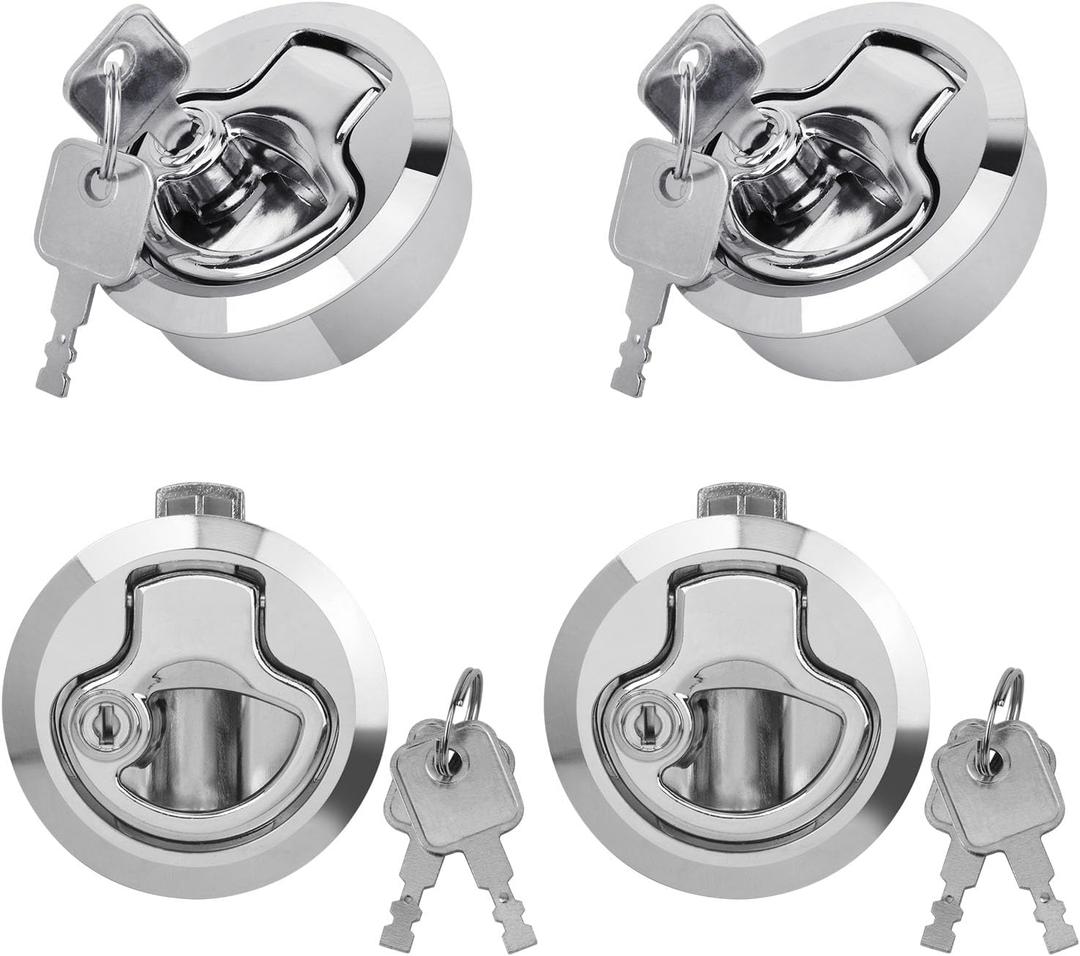 4 PCS 2 Inch Zinc Alloy Flush Pull Hatch Latch Lock Boat Latches, Boat Flush Pull Hatch Latch for Yachts & RVs Durable Deck Hardware