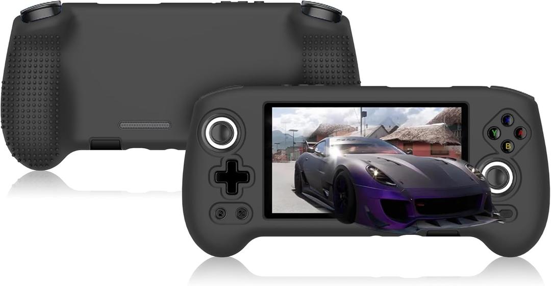 Silicone Case Compatible with Anbernic RG556, Anti-Scratch, Washable, Shockproof Silicone Protective Cover for RG556 Retro Handheld Game Console - Black