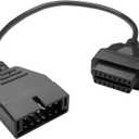 OBD1 Scanner, OBD1 to OBD2 GM Adapter, OBD 1 Scanner Cable Code Reader OBD1 12 Pins to OBD2 OBD II 16 Pins Socket Scan Diagnostic Extension Tool Cable Connector Replacement for GM Popular (Black)