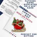 4Pack EMBROBOF Santa Sleigh Patch 3 inches, Joyful Christmas Tree Patch Embroidered Merry Christmas Iron On Patches for Clothes