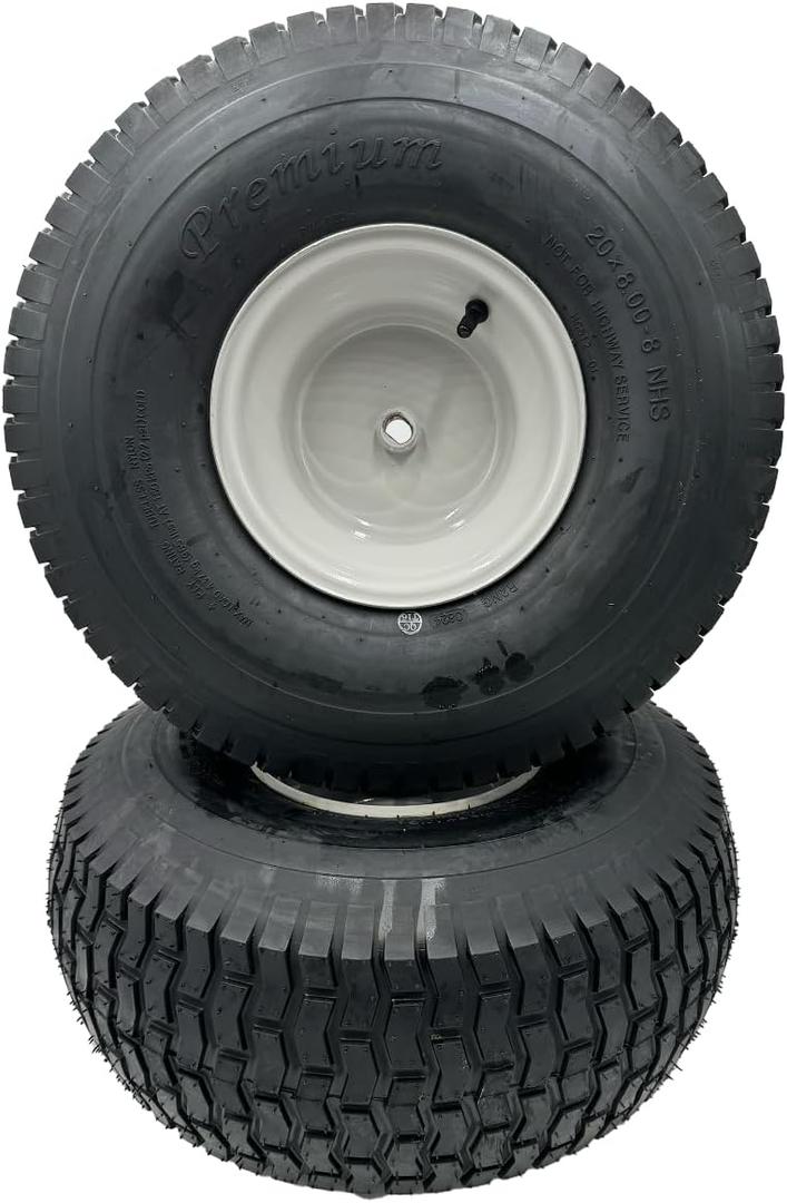 20x8.00-8 Gray Lawn Mower Wheel - Set of 2-3/4 Inch Axle, 2.90 Inch Hub