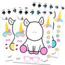 PartyNow Unicorn Stickers (24-Pack) with Changeable Faces - Rainbow Unicorn Party Favors for Kids