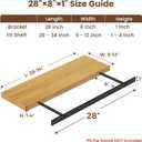 2pcs Floating Shelf Bracket Heavy Duty Floating Mantel Bracket Black Metal Decorative Floating Shelf Hardware Hidden Shelving Mounting Brackets (28X8X1)