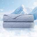 Cozy Bliss Cooling Dual-Sided Blanket for Hot Sleepers, Q-Max>0.46 Lightweight Soft Breathable Bed Blanket, Double Side Cooling Throw for Night Sweats (Denim Blue, 60"x80")