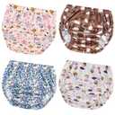 Joyo roy 4Pcs Plastic Diaper Covers for Girls Plastic Underwear for Potty Training Underwear for Girls Toddler Rubber Pants for Babies and Toddlers Cloth Diaper Cover Waterproof Training Pants 3T-4T