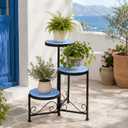 Plant Stand Indoor 3 Tie Mosaic Metal Corner Shelf Outdoor Plant Pot Holder Folding Storage Corner Table Plant Shelves for Living Room