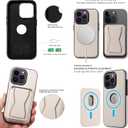 4 x for iPhone 13 Pro Case Leather, 2 in 1 Detachable,Compatible with MagSafe,with Card Holder, PU Leather Kickstand Card Slots Case 6.1" White