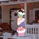 Jetec Cupcakes Christmas Outdoor Yard Signs Candy Decorations 44in Giant Cupcakes Xmas Yard Stakes Giant Stacking Holiday Decor Signs for Home Lawn Pathway Walkway Happy Birthday Themed Party