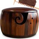 Wood Yarn Bowl with Lid, Crochet Bowls for Yarn, Knitting Yarn Bowl with Holes Storage, Yarn Holder Bowl for Crocheting and Knitting 7 X 4 in, Knitting Bowl for Handmade Crocheting Accessories