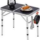 YihuiKo Folding Camping Table, Adjustable Height Folding Table, Portable Aluminum Small Folding Table with Carry Handle for Picnic, BBQ, Indoor, Office
