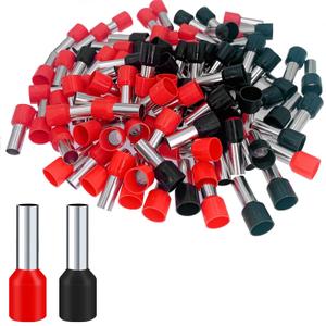 100 Pcs 4 AWG Ferrule Connectors Ends Insulated Cable Ferrule Crimp Terminal for Car Audio, Electronics, Communication Equipment (Black+Red)