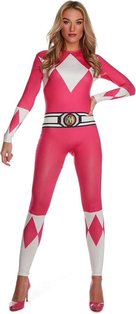 Morphsuits Pink Power Ranger Costume Adult Women - Superhero Outfit for Women - Fun Cosplay Dress Up for Parties (Small)