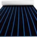 Fullfire Boat Flooring EVA Foam Faux Teak Decking Sheet with Self-Adhesive Marine Deck Carpet for Bass Boat Jon Boat Pontoon RV Kayak Floor 94" x 47"/35"/16" (Black With Blue Lines)