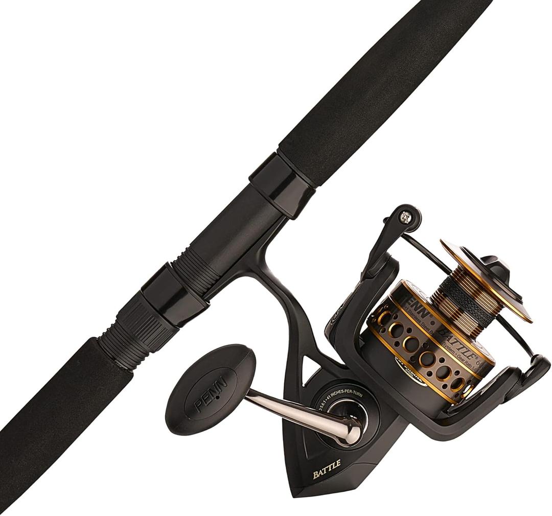 PENN Battle Spinning Reel and Fishing Rod Combo (Battle Combo, 6000 - 9' - Medium Heavy - 2pc, Black)
