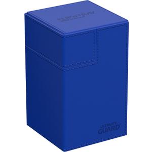 Ultimate Guard Flip'n'Tray 100+, Deck Case for 100 Double-Sleeved TCG Cards + Dice Tray, Blue, Independent Magnetic Closure & Microfiber Inner Lining