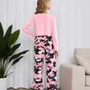 Girls 2 Piece Outfits Long Sleeve Twist Front Shirts and Camo Pants Sets for Fall Winter Sweatsuits Size 5-14Y (Pink)