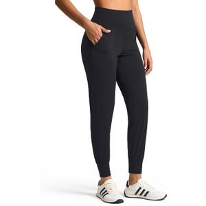 Colorfulkoala Women's High Waisted Joggers with Pockets Full Length Sweatpants & Lounge Pants (Black)