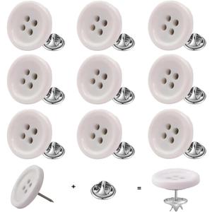 ZLMCUJE 10 Sets 20mm(4/5") 4-Hole White Resin Button,No Sewing, No Tool,Reusable for Coats,Suits,Cardigans,DIY Crafts Decorations