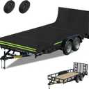 Utility Trailer Cover,600D Oxford Waterproof Full Cover Sun/Rain/Dust/Snow,Protection Utility Trailer Cover with 4 Bayonet Straps Reflective Strips Fits 5 x 8 FT Trailers