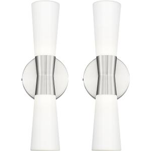kudos Bathroom Sconces Set of 2,16inches Brushed Nickel Vanity Light Fixtures, Modern Sconces Wall Lighting with Milk White Glass, Dimmerable 3000K/4000K/5000K for Bedroom Hallway, KDVL13-BN-2PK