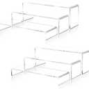 2 Set Large Acrylic Clear Display Risers, 3 Sizes 12" Rectangular Showcase Collectibles Display Shelf, 5mm Thick Desktop Display Stand Holder for Figures, Jewelry, Perfume, Toys