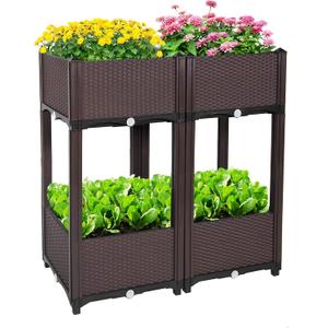 D'vine Dev Raised Beds - Elevated Garden Box with Drainage Plug, Standing Planter Beds for Vegetable/Flower/Herb Gardening Kit, RGB-4