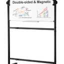VEVOR Rolling Magnetic Whiteboard, Double-Sided Mobile Whiteboard 36x24 Inches, 360 Reversible Adjustable Height Dry Erase Board with Wheels & Movable Tray for Office, School
