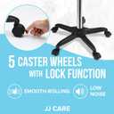 JJ CARE IV Pole with Wheels [Upgraded] 4 Hooks, 5 Caster Wheels with Lock Function, and Adjustable Height - Heavy Duty Plastic Base IV Stand Pole, IV Bag Holder, Infusion Stand - Chrome