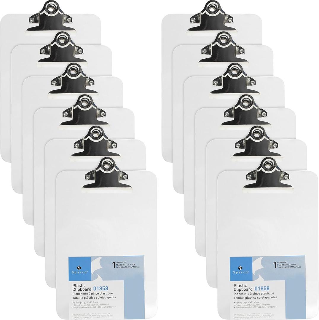 Business Source Compact Clear Plastic Clipboard, 12/EA