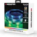 Pack Of 2 Monster 16.4ft Sound Reactive Multi-Color LED Light Strip with IR Remote Control, Indoor Use, Xtreme Easy Assembly