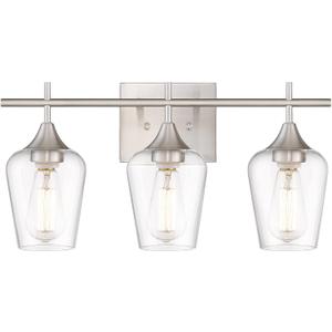 3 Light Bathroom Light Fixtures Over Mirror, 21 Inch Brushed Nickel Bathroom Vanity Lights, Modern Farmhouse Bath Wall Sconces with Clear Glass Shade, WL9167-3C
