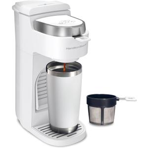 Hamilton Beach 47621 The Scoop Single Serve Coffee Maker & Fast Grounds Brewer for 8-14oz. Cups, Brews in Minutes, Next Gen, White