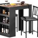 VECELO Small Bar Table and Chairs Tall Kitchen Breakfast Nook with Stools/Dining Set for 2, Storage Shelves, Space-Saving, Retro, 35.8 x 19.7 x 35.8 inches