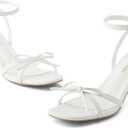 Shoe'N Tale Women's Kitten Heels Bow Strappy Heeled Sandals Square Open Toe Fashion Dressy Wedding Party Shoes 8