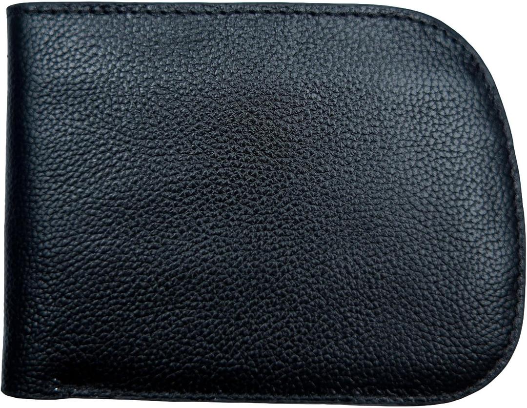 Leather Wallet for Men - Genuine Leather RFID Blocking Slim Bifold Wallet with 6 Card Slots & 1 ID Window - Stylish Curved Shape Extra Capacity Mens Wallet (Black)