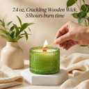 Citronella Candles Outdoor, 7.4 oz Crackling Wood Wick, 55 Hours Natural Soy Wax Outdoor Candle for Patio Deck Garden, Bug Free Ambiance, Non Toxic Scented Candle, Summer Party Camping Decor