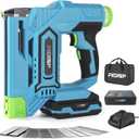 18 Gauge 2 in 1 Cordless Nail Gun/Stapler, 20V Battery Powered Brad Nailer/Stapler with Battery, Charger, Storage Bag, 1000 Staples and Nails for Carpentry & DIY (Blue)