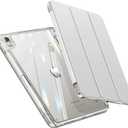 INFILAND Compatible with iPad Air 11 Inch Case M4/M3/M2 (2026/2025/2024), iPad Air 5th/4th Generation Case Cover (2022/2020) 10.9 inch with Crystal Clear Slim Back & Pencil Holder Silver