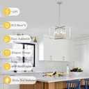 Brushed Nickel Chandelier 6-Light Modern Geometric Metal Lighting Fixture for Dining Room Kitchen Island Living Room Entryway Hallway Bedroom, 20 Inch Adjustable Pendant Ceiling Hanging Lamp